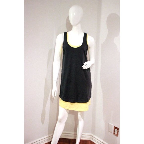 PURE & SIMPLE Dresses & Skirts - PURE & SIMPLE Dual RACER BACK Long TOP or DRESS Grey YELLOW Cotton S